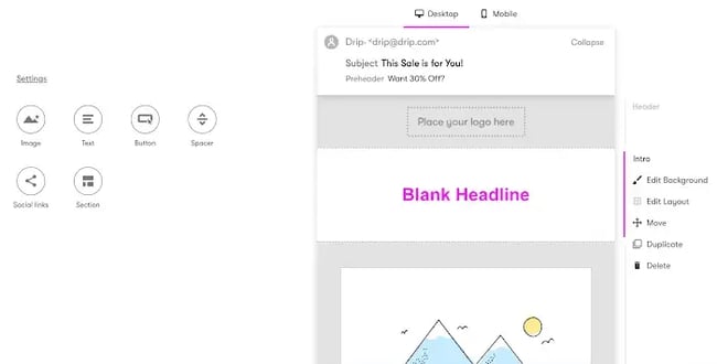 sample email campaign template from Drip